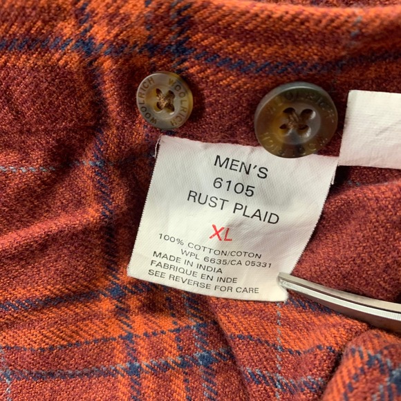 Vintage Woolrich Mens Rust Plaid Long Sleeve Button Down Shirt XL Cotton - Picture 4 of 12